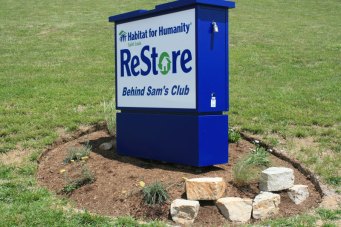 Project for Habitat for Humanity ReStore ReStore sign, rock and flower landscaping