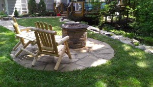 outdoor living space firepit